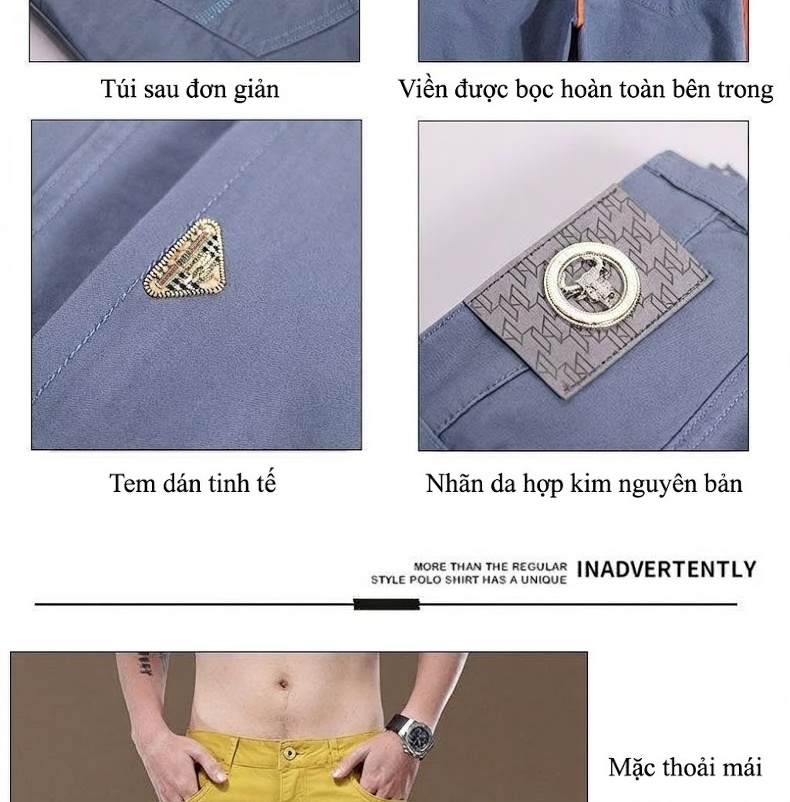 Quần Dài Nam Cotton Co Giãn 7 Màu Ống Đứng Thoải Mái chi tiết 10