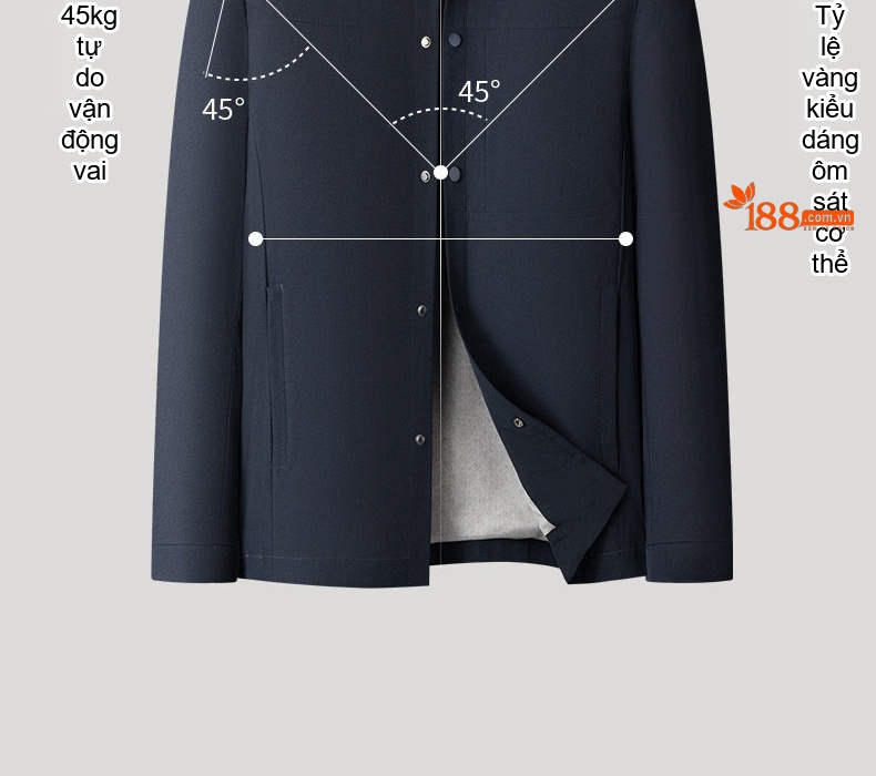 Áo Khoác Jacket Nam Cổ Bẻ Phong Cách Tối Giản Thoáng Khí Màu Xanh Navy chi tiết 8