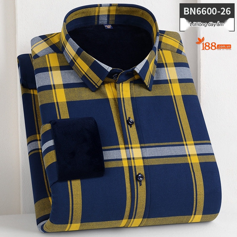 Áo Sơ Mi Nam Dài Tay Cotton Lót Lông Dày Dặn Giữ Ấm Màu Xanh Dương, Xám, Đen, Đỏ...