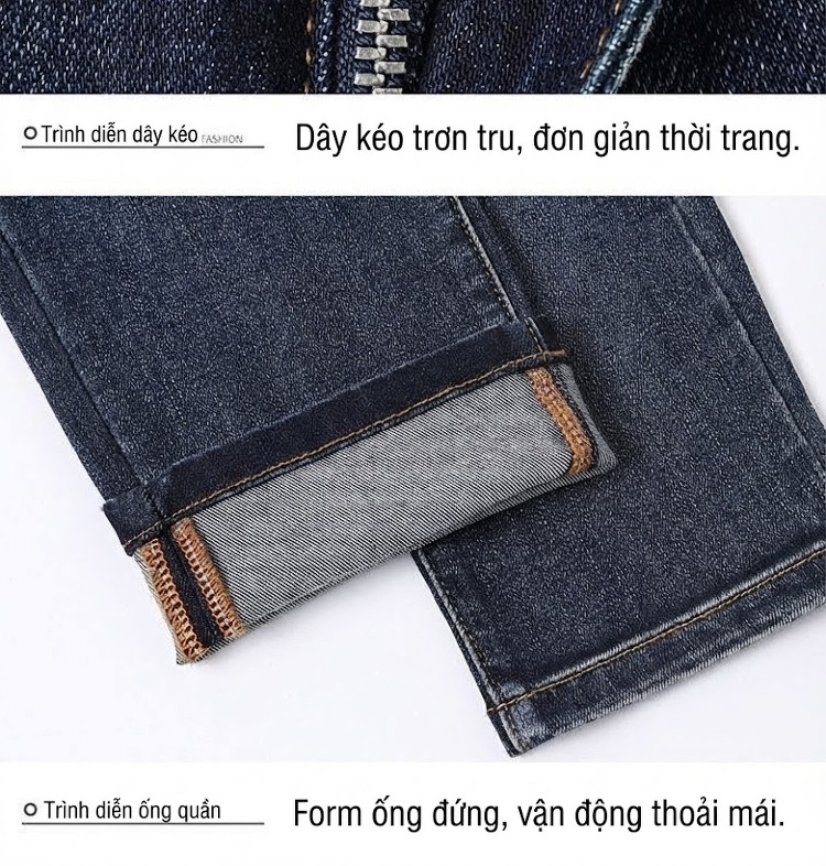 Quần Jean Nam Cotton In Họa Tiết Rách Gối Dáng Ôm Vừa Màu Xanh chi tiết 42