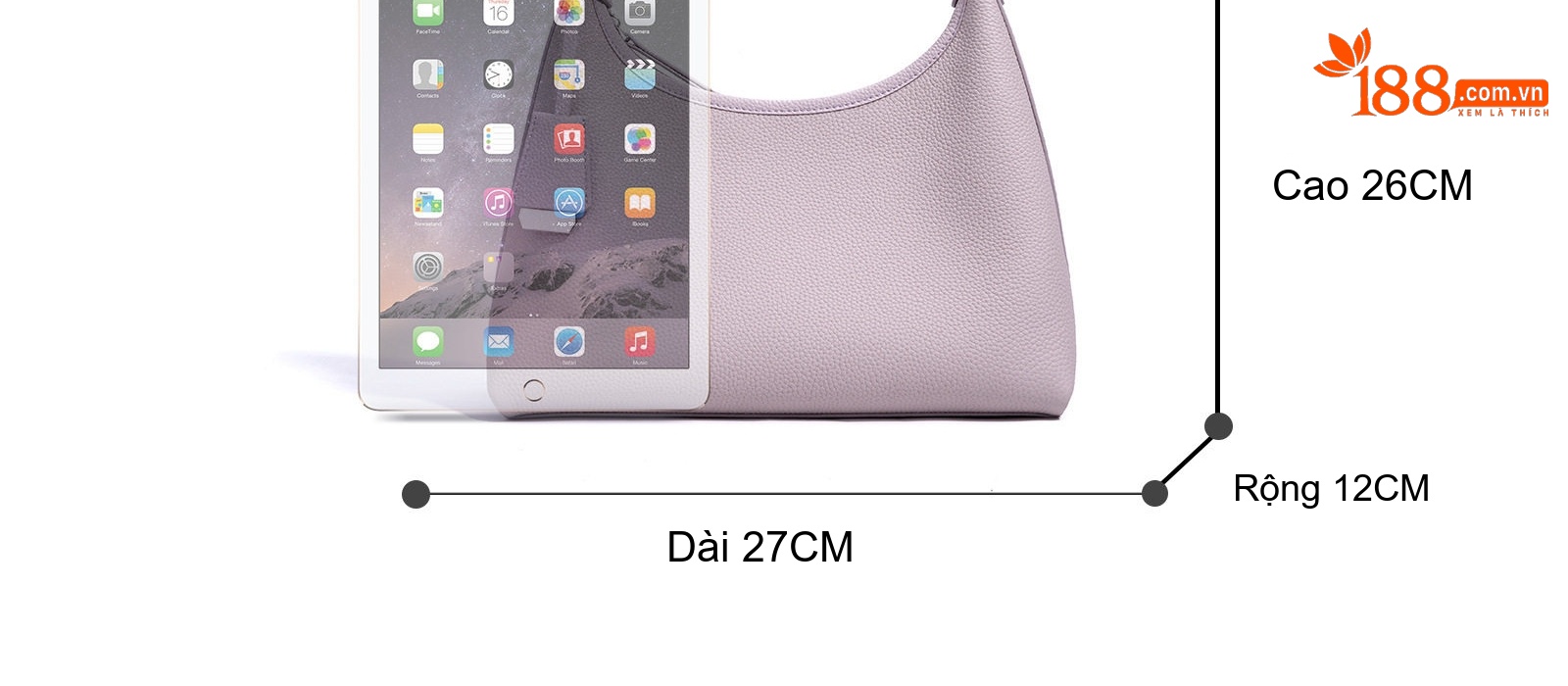Túi Đeo Vai/Đeo Chéo Nữ Da Thật Thiết Kế Tối Giản Màu Tím Lavender, Xám Taupe, Xanh Navy...