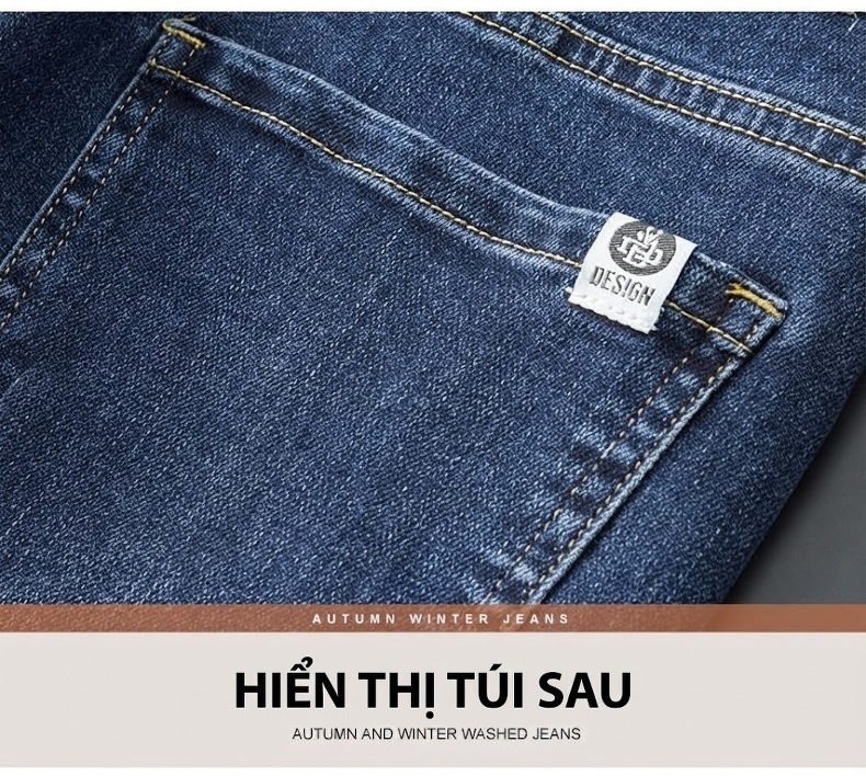 Quần Jean Dài Nam Ống Suông Phong Cách Hàn Quốc Co Giãn Thoải Mái Màu Xanh Dương, Đen chi tiết 23