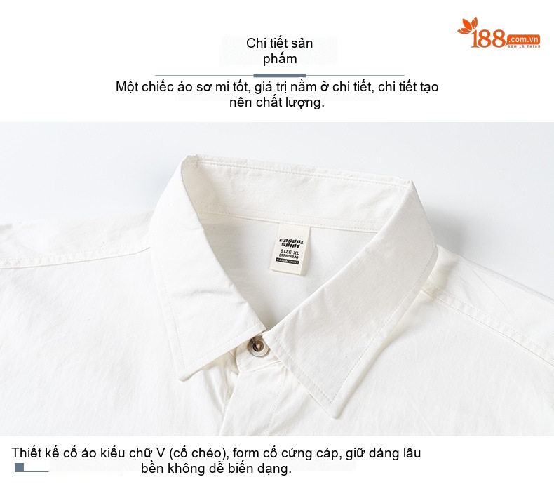 Áo Sơ Mi Dài Tay Nam Cotton Pha Polyester Mỏng Phong Cách Casual Màu Trắng, Đen, Xám, Xanh Quân Đội... chi tiết 7