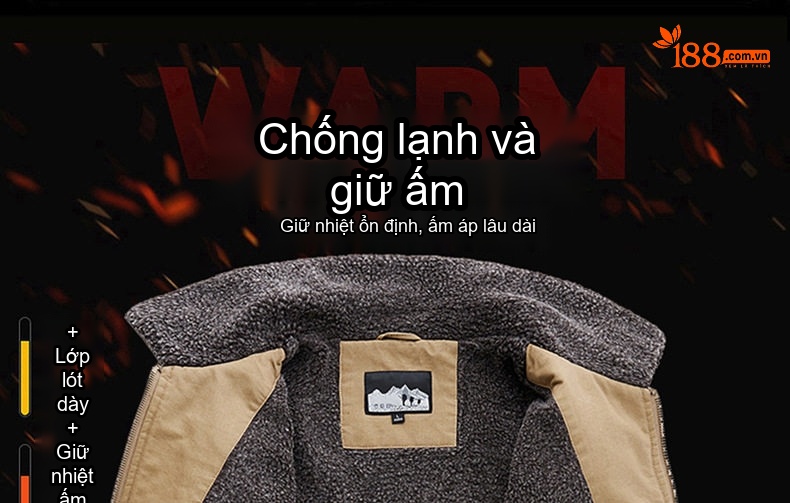 Áo Khoác Bomber Nam Lót Lông Cừu Non Cổ Bẻ Phong Cách Quân Đội Màu Xanh Rêu, Xanh Navy, Trắng Kem, Nâu chi tiết 3