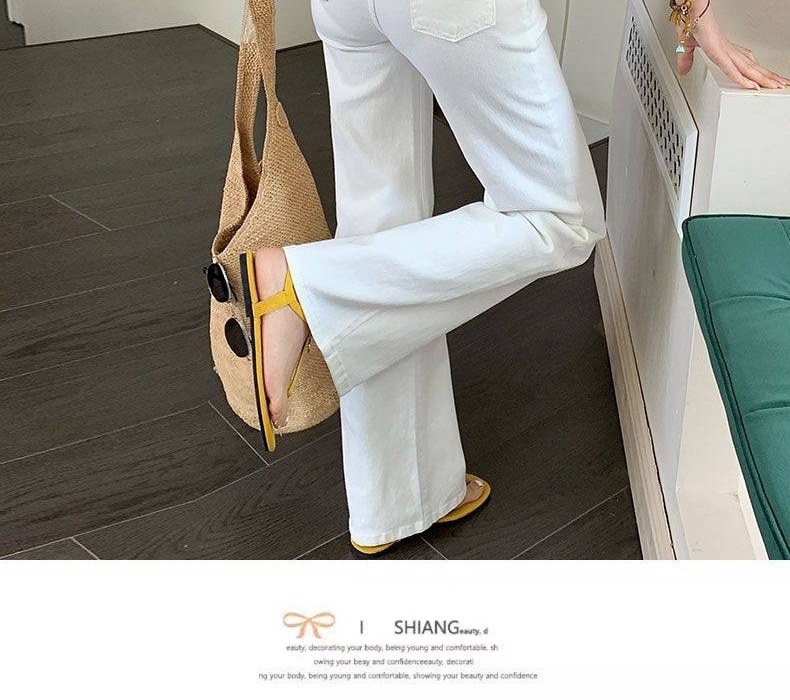 Quần Jeans Nữ Ống Loe Đáy Cao Dáng Rộng Phong Cách Thời Trang Màu Đen, Trắng chi tiết 14
