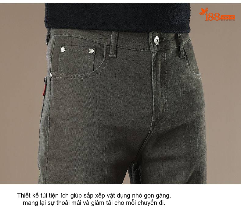 Quần Jean Nam Cotton Màu Trơn Dáng Ôm Vừa Vặn Co Giãn Tốt Màu Xám chi tiết 22