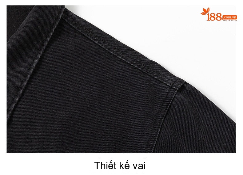 Áo Khoác Jean Nam Dài Tay Form Rộng Cổ Bẻ Màu Xanh Denim, Đen chi tiết 17