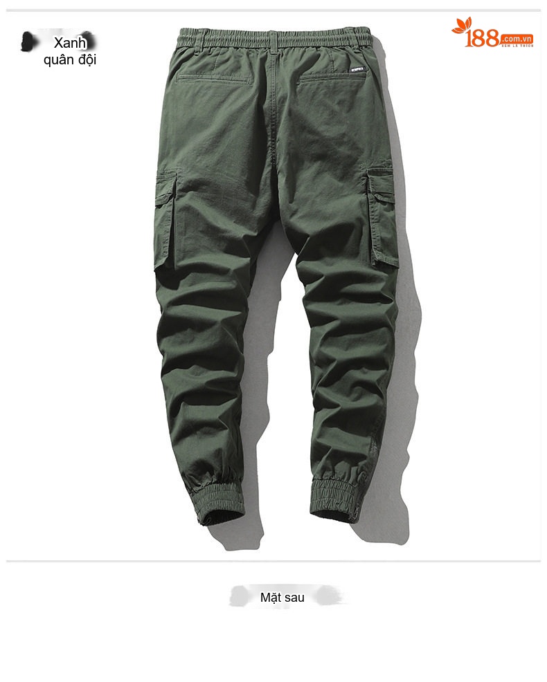 Quần Dài Jogger Nam Cotton Ống Bo Chun Thu Đông Phong Cách Mỹ Lưng Thun Dây Rút Màu Be, Đen, Xám, Xanh... chi tiết 8