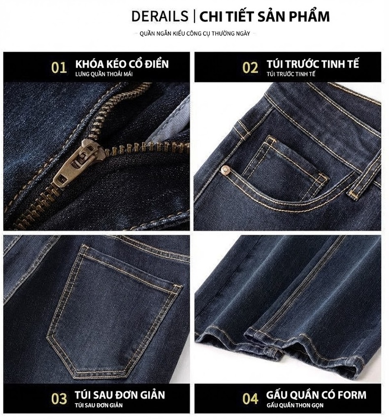 Quần Jeans Nam Ống Đứng Rộng Co Giãn Thoải Mái Màu Xám Xanh Đậm chi tiết 11