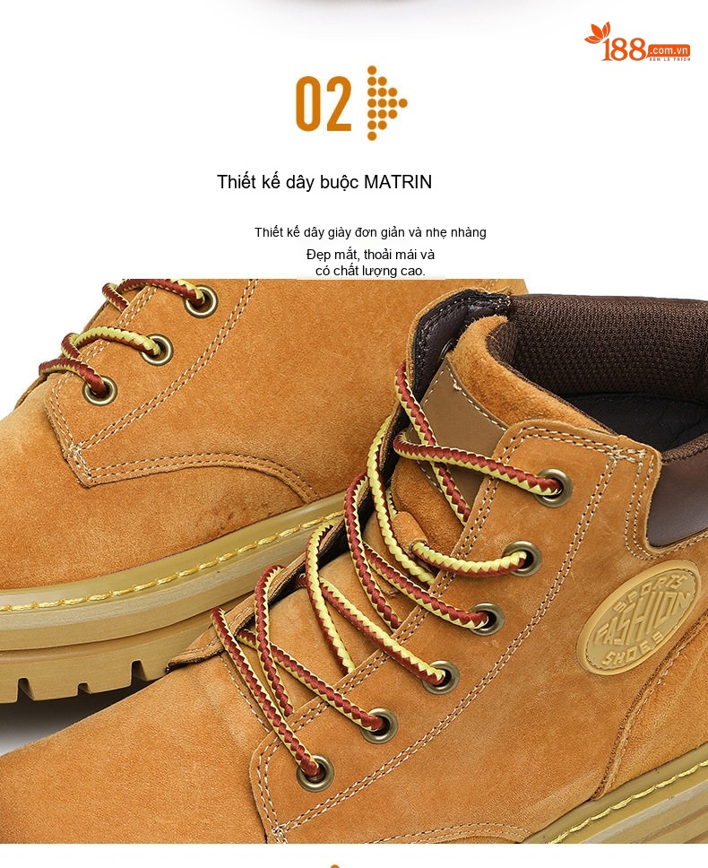 Giày Boot Cổ Cao Da Mờ Đế Dày Màu Vàng Bò Gót 5 cm chi tiết 7