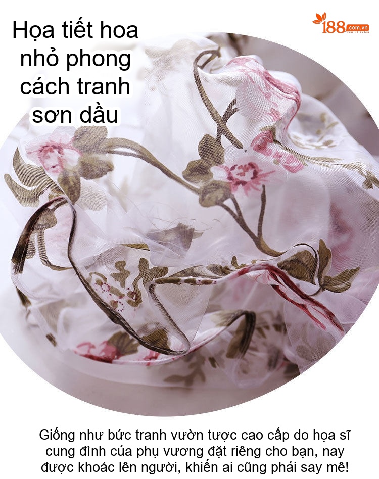 Váy Dạ Hội Cúp Ngực Họa Tiết Hoa Nhí Dáng Xòe Thướt Tha Màu Trắng Hồng chi tiết 21