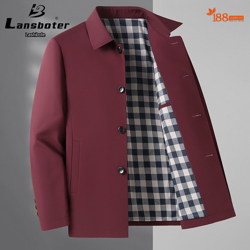 Áo Khoác Nam Cổ Bẻ Phong Cách Lịch Lãm Màu Xanh Navy, Đỏ Rượu, Kem, Đen