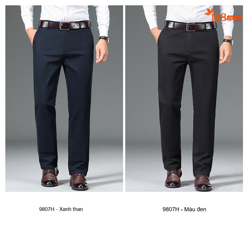 Quần Dài Nam Cotton Ống Suông Rộng Thoải Mái Màu Đen, Xám, Xanh Navy, Nâu chi tiết 14