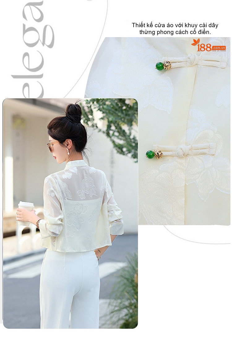 Áo Khoác Cardigan Nữ Kiểu Trung Quốc Tân Thời Thượng, Mỏng, Tay Lỡ Màu Xám, Đen, Xanh Lá, Trắng... chi tiết 6