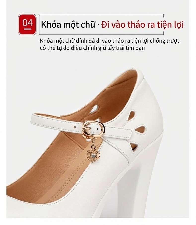 Giày Cao Gót Nữ Da Thật Mũi Nhọn Chiều Cao Đế Khoảng 7cm Màu Trắng, Đen, Đỏ chi tiết 8