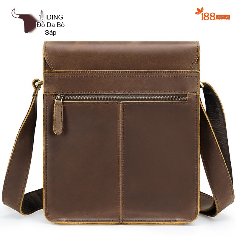 Túi Đeo Chéo Nam Da Bò Sáp Đựng Vừa Laptop, Ipad Phong Cách Retro Âu Mỹ