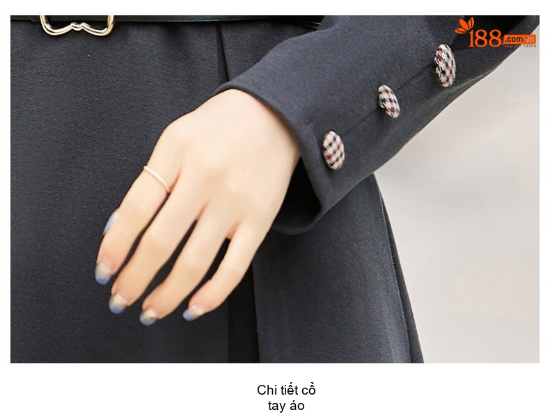 Váy Liền Thân Nữ Thu Đông dáng chữ A Chiết Eo Tay Dài Màu Nâu, Đen chi tiết 31