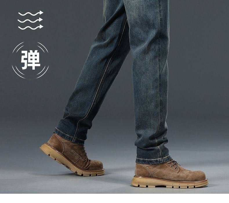 Quần Jean Nam Ống Đứng Co Giãn Thoải Mái Dáng Suông Màu Xanh Denim chi tiết 4