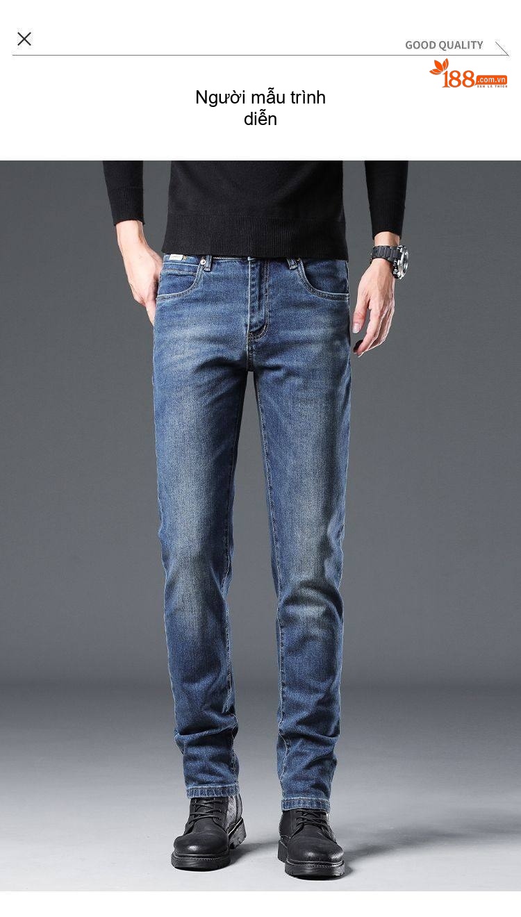 Quần Jean Dáng Suông Nam Cotton Cao Cấp Màu Đen, Xám... chi tiết 36