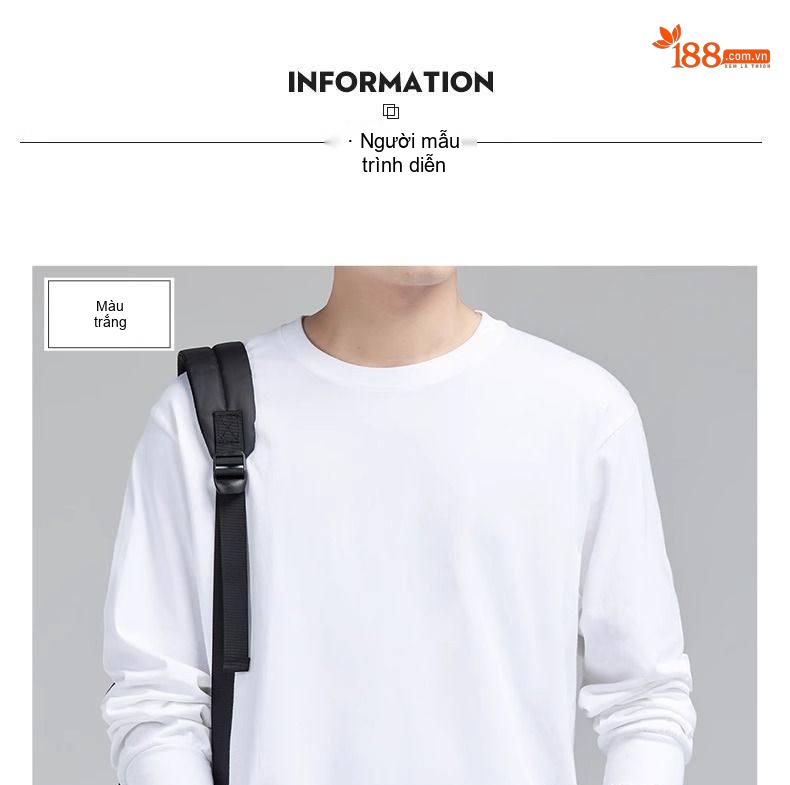 Áo Thun Tay Dài Nam Cotton 270g Cổ Tròn Dáng Rộng Màu Xám, Trắng, Đen, Xanh... chi tiết 13
