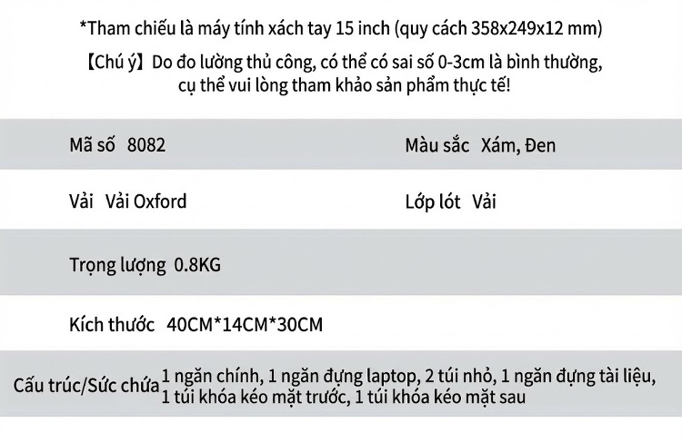 Túi Đeo Chéo Vải Oxford Đa Năng, Túi Máy Ảnh Du Lịch, Túi Xách Công Sở Nam Nữ Màu Xám, Đen chi tiết 10