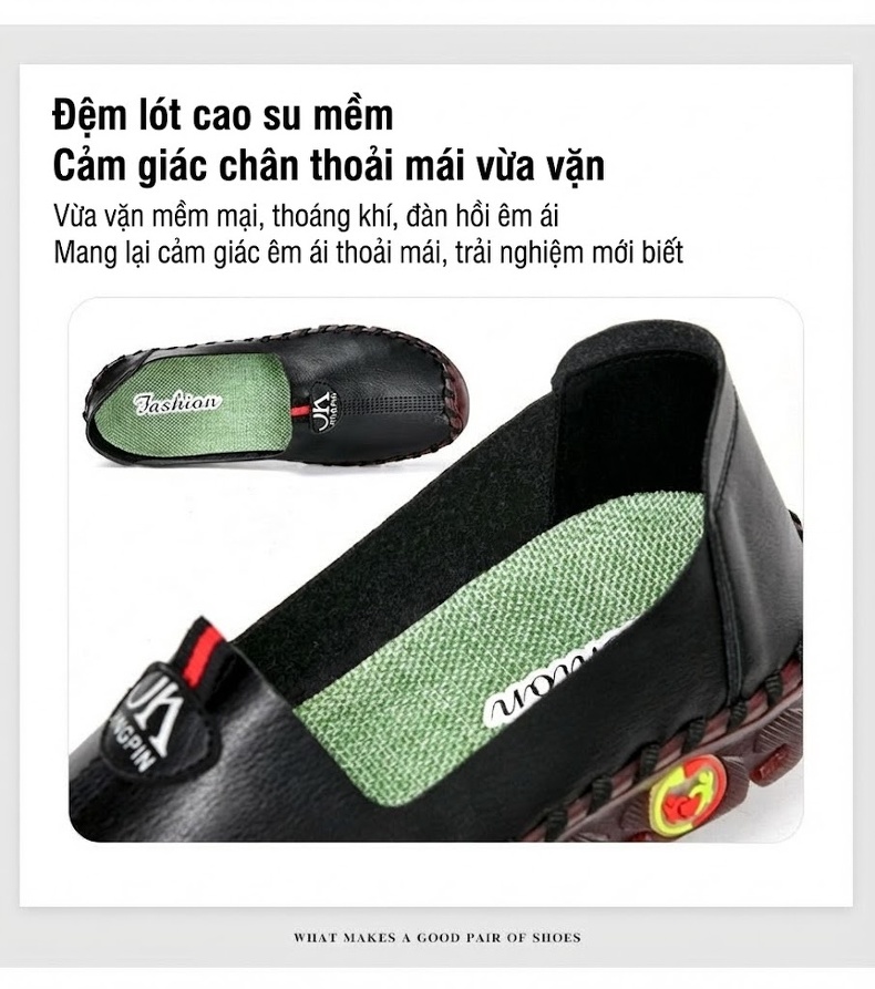 Giày Búp Bê Đế Bệt Da Bóng Mềm Mại Chiều Cao Đế Khoảng 1cm Màu Kem, Nâu, Đen, Đỏ... chi tiết 9