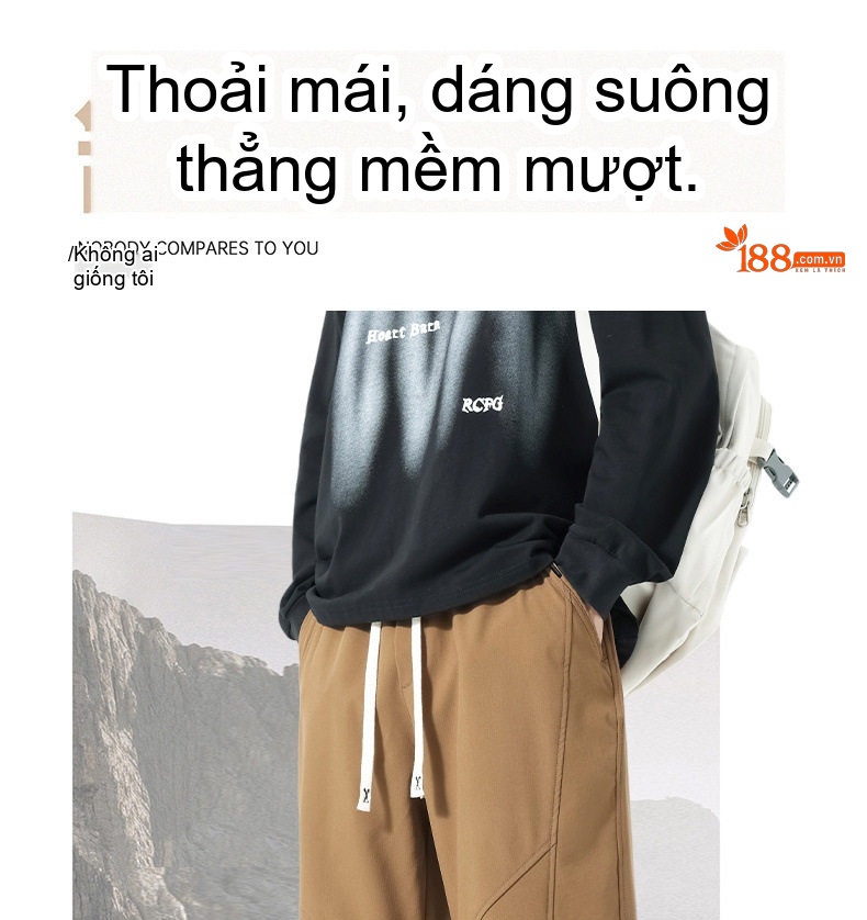 Quần thể thao nam dáng rộng ống suông phong cách đường phố chi tiết 4