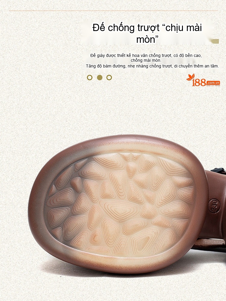 Dép Sandal Nữ Da Bò Hở Mũi Quai Dán Đế Cao 5cm - 6cm Màu Đen, Nâu chi tiết 5