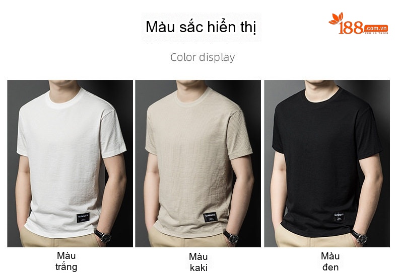 Áo Thun Cộc Tay Nam Dáng Rộng Thoáng Khí Phong Cách Trẻ Trung Màu Trắng, Đen, Kem chi tiết 2