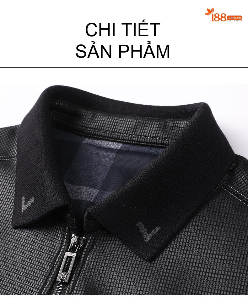 Áo Khoác Da Cừu Nam Khóa Kéo Phong Cách Doanh Nhân Màu Đen chi tiết 11