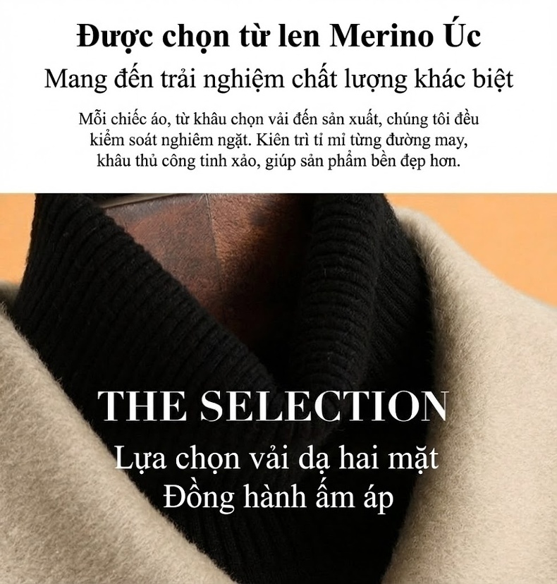 Áo Khoác Dạ Nữ Dáng Dài Hai Mặt Lông Cừu Phong Cách Hepburn Kèm Mũ Trùm Đầu Màu Be, Nâu, Trắng, Xanh... chi tiết 2