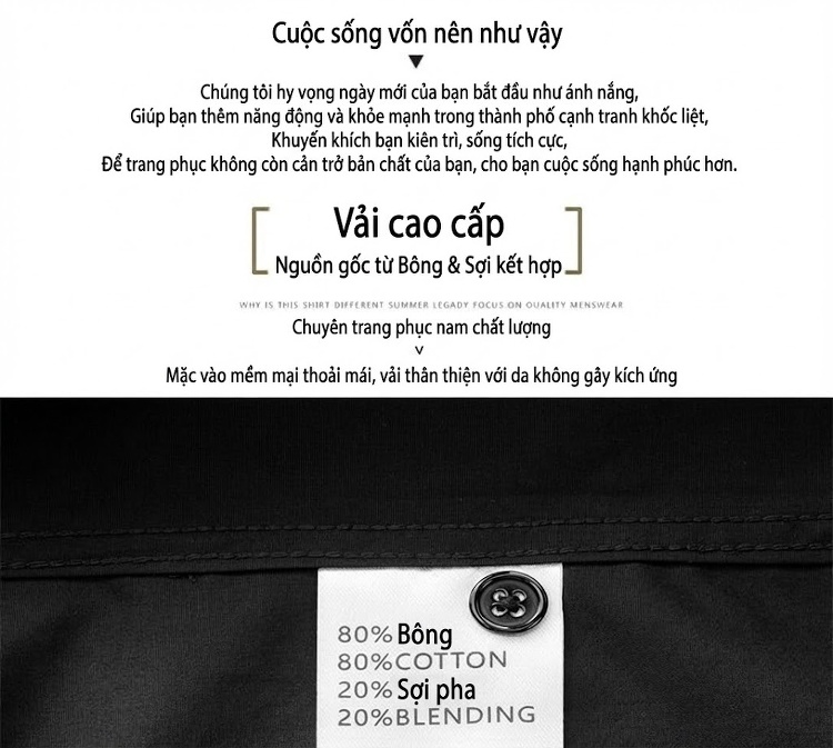Áo Sơ Mi Tay Dài Nam Thêu Hoa Sen Trước Ngực chi tiết 3