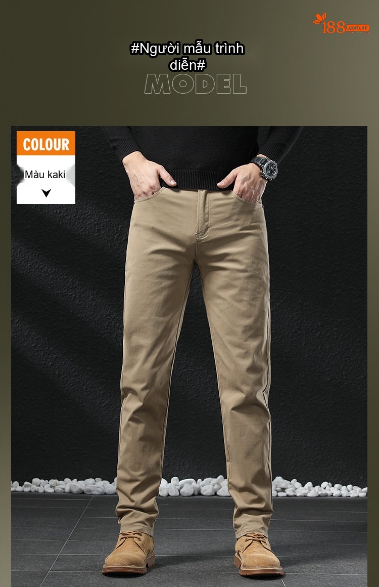 Quần Dài Nam Cotton Dáng Suông Ống Đứng Phong Cách Công Sở Màu Be, Trắng, Đen, Xám chi tiết 24