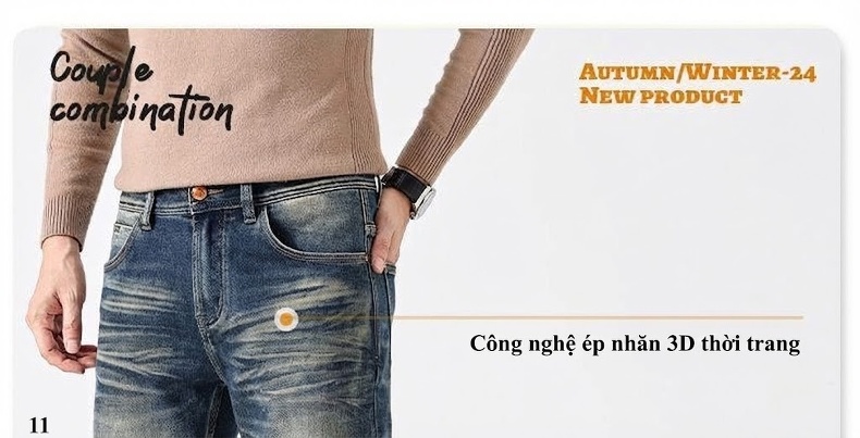 Quần Jeans Nam Ống Đứng Cao Cấp Dáng Ôm Vừa Vặn Màu Xanh Denim chi tiết 47