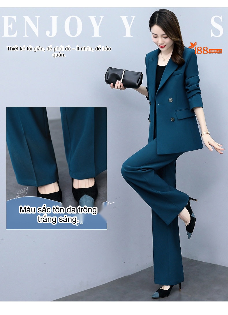 Bộ Vest Công Sở Nữ Dáng Ôm Phong Cách Thời Trang Màu Đen, Đỏ Rượu, Xanh, Trắng Kem chi tiết 7
