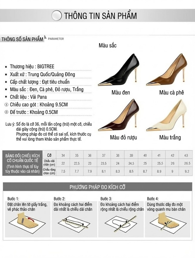 Giày Cao Gót Nữ Mũi Nhọn Da Bóng Phong Cách Âu Mỹ Chiều Cao Đế Khoảng 8cm Màu Nâu, Đen, Trắng chi tiết 1