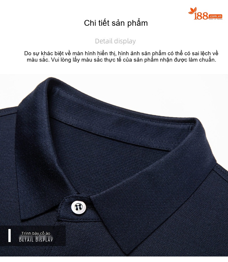 Áo Polo Nam Tay Ngắn Lụa Tằm Màu Trắng, Xanh Navy, Xám, Nâu chi tiết 19