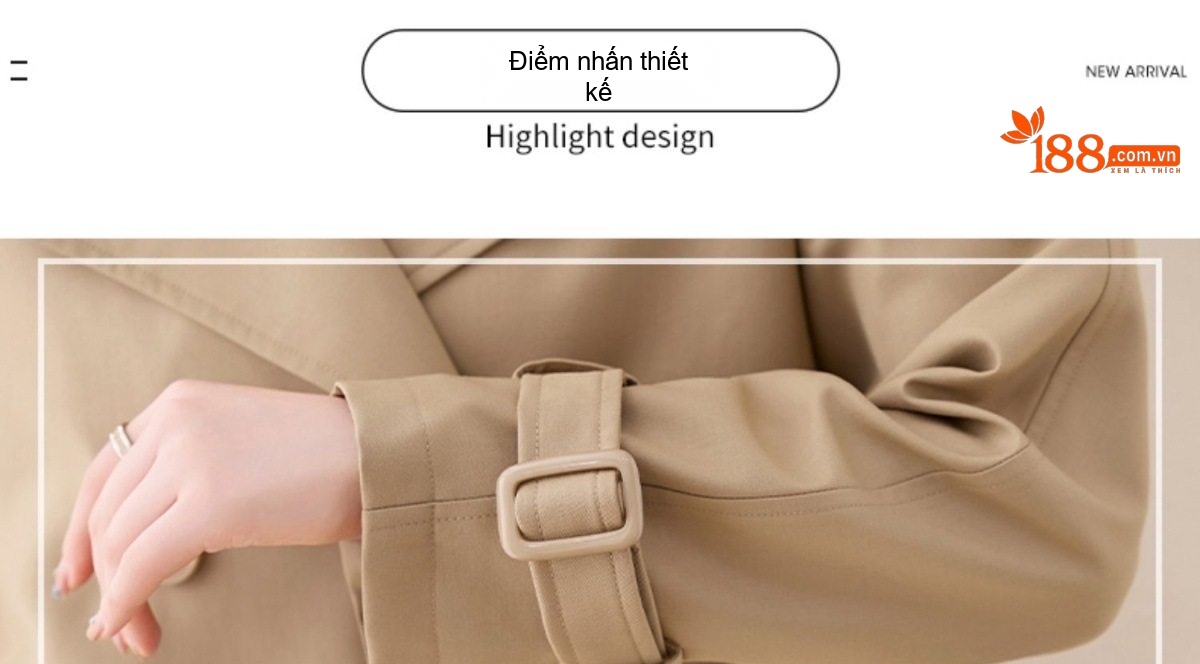 Áo Khoác Gió Nữ Dáng Ngắn Phong Cách Anh Quốc Thanh Lịch Màu Be chi tiết 5