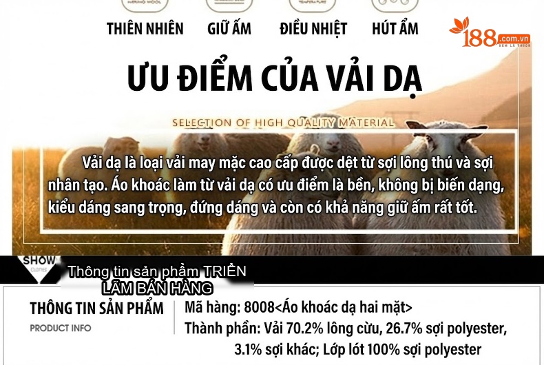 Áo Khoác Dạ Nam Lông Cừu Dáng Dài Double Breasted Màu Nâu, Đen, Xám chi tiết 4