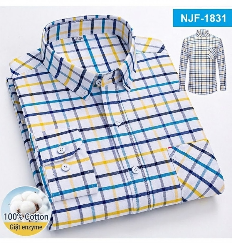 Áo Sơ Mi Tay Dài Cotton Oxford Dáng Rộng Thoải Mái Màu Trắng, Xám, Xanh, Đỏ... chi tiết 29
