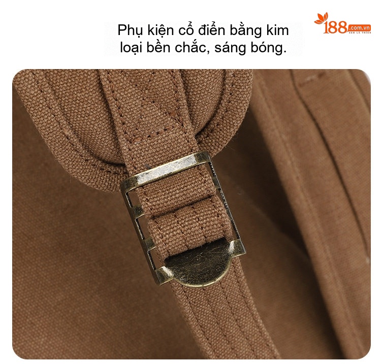 Balo Du Lịch Laptop Vải Canvas Dầu Sáp Chống Thấm Nước Cỡ Lớn Màu Nâu, Xám, Đen, Xanh... chi tiết 12