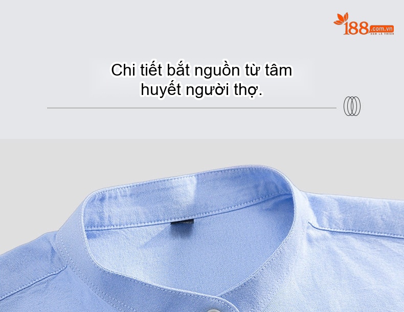 Áo Sơ Mi Nam Tay Dài Cổ Trụ Oxford Cotton Dáng Ôm Màu Vàng, Xanh Lam, Xanh Dương, Xám... chi tiết 9