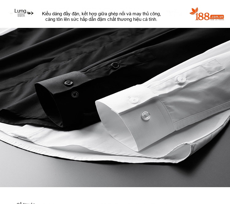 Áo Sơ Mi Tay Dài Nam Thêu Kim Sa Phong Cách Châu Âu Màu Đen, Trắng chi tiết 13