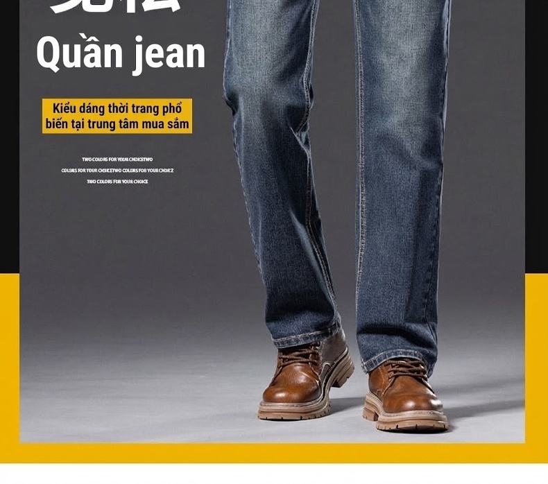 Quần Jean Nam Ống Đứng Dáng Rộng Co Giãn Cao Cấp chi tiết 2
