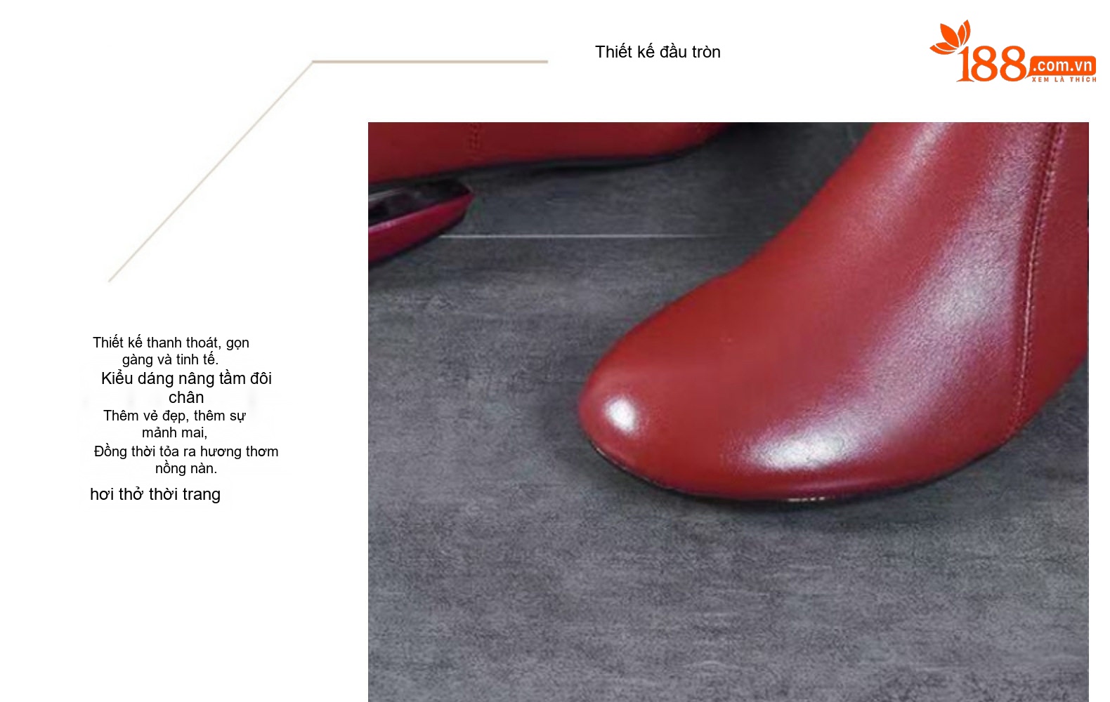 Boot Nữ Da Thật Cổ Ngắn Gót Vuông Chiều Cao Đế Khoảng 3cm Màu Đen, Nâu, Đỏ chi tiết 10