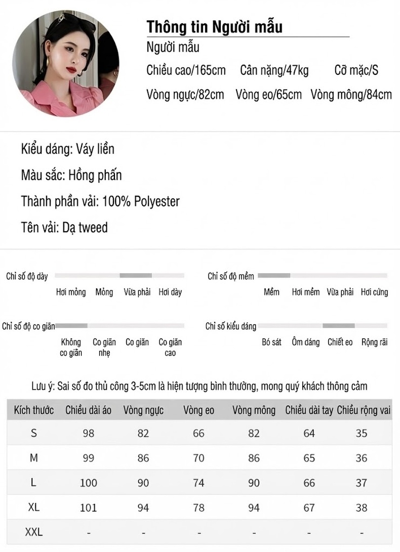 Váy Liền Thân Nữ Tay Dài Dáng Ôm Body Họa Tiết Kẻ Sọc Phong Cách Thanh Lịch Màu Hồng chi tiết 2