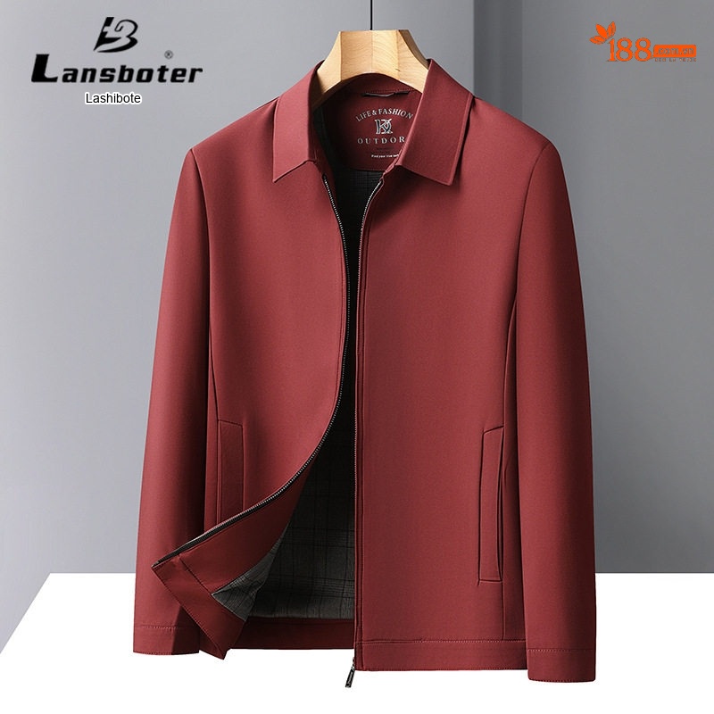 Áo Khoác Bomber Nam Cổ Bẻ Mỏng Phong Cách Công Sở Màu Xanh Navy, Xám, Đỏ