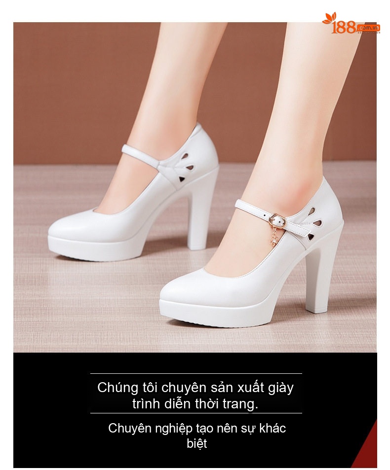 Giày Cao Gót Nữ Da Thật Mũi Nhọn Chiều Cao Đế Khoảng 7cm Màu Trắng, Đen, Đỏ chi tiết 2