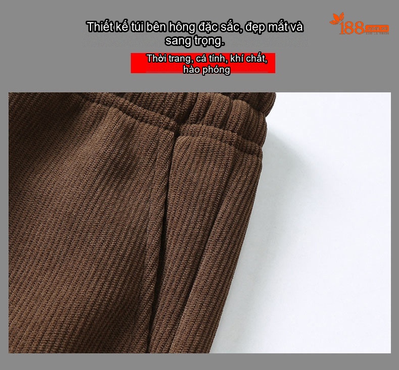 Quần Dài Nam Ống Rộng Lót Lông Cừu Giữ Ấm Chất Âu Cotton Co Giãn Màu Đen, Nâu, Be chi tiết 7