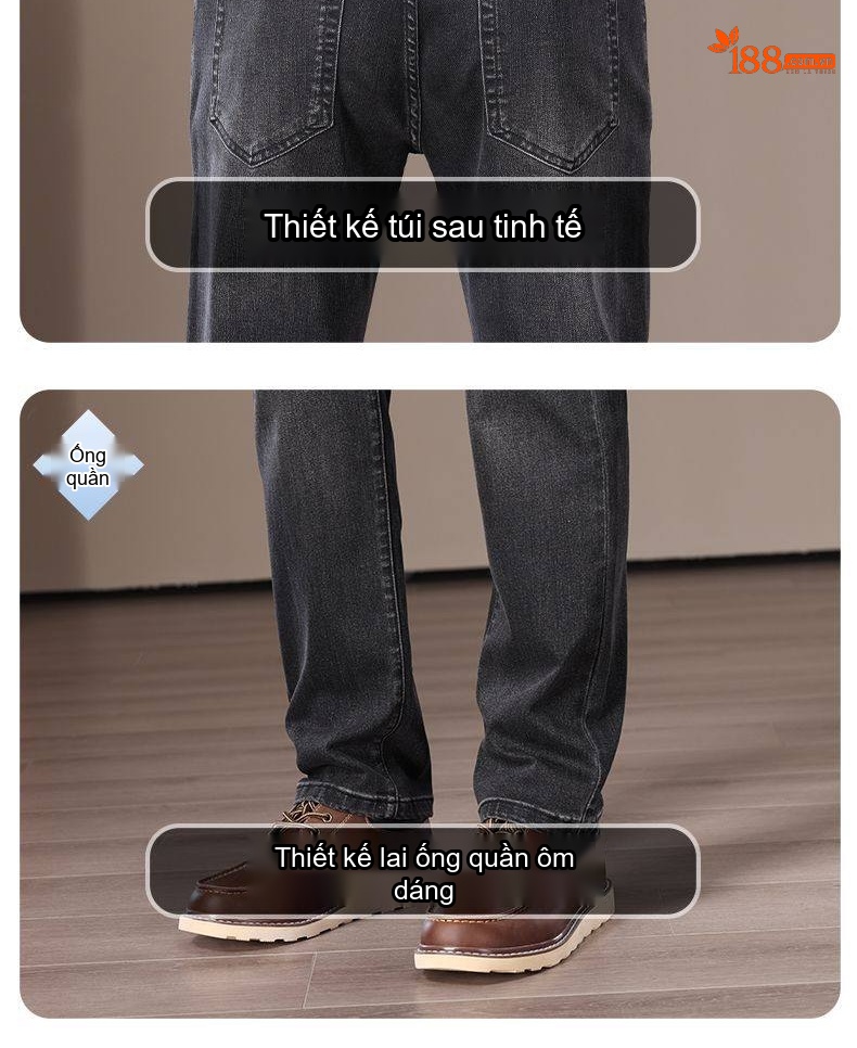 Quần Jean Nam Ống Đứng Co Giãn Lót Lông Cừu Dày Dặn Cao Cấp Màu Xám Đen chi tiết 21